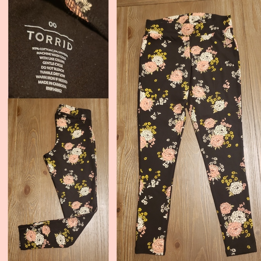 Torrid Black Floral Leggings